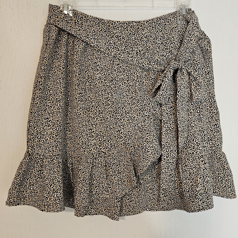 Altar'd State Zadie Leopard Print Wrap Mini Skirt